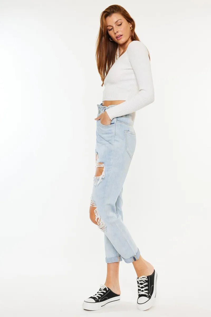 Kancan Open Pack Paperbag Mom Jeans - Bela Fils BoutiqueBela Fils Boutique